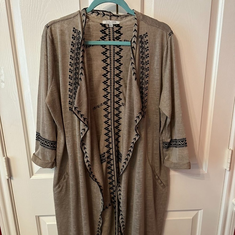 John Mark Embroidered Lightweight Cardigan